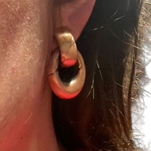 Vintage 1950s Copper Modernist Clip On Door Knocker Earrings - Picture 10 of 12